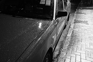A taxi parked in the street, Sheung Wan, 17 October 2016