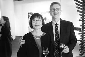Sabrina Fung and Glen Steinman at the opening of '70. 40. Leong Ka Tai Photo Moments + Response Art Show', City Hall, Central, 11 November 2016