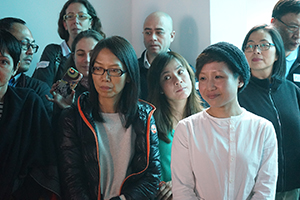 Fiona Wong (left) and Jaffa Lam (right) during a performance in the Sam Tung Uk Museum, Tsuen Wan, on the occasion of Jaffa Lam's Hi! Houses exhibition, 21 January 2017