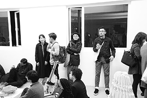 Guests at the opening of an exhibition at Para Site art space, King's Road, Quarry Bay, 17 March 2017