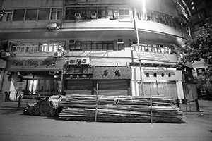 Bamboo scaffolding placed on the street, Hollywood Road, 2 August 2017