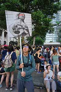 Kacey Wong at a protest against the Court of Appeal decision to give custodial sentences to Umbrella Movement democracy activists, near the Court of Final Appeal, Chater Road, Central, 20 August 2017