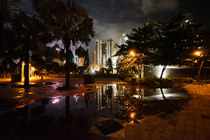 Water puddle with reflections, in Sun Yat Sen Memorial Park, Sheung Wan, 23 August 2017