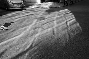 Reflected light on a street, Sheung Wan, 26 August 2017