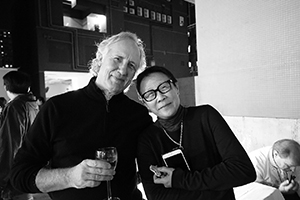 Jonathan Thomson and Agnes Lin, at the opening of 'Interval in Space' exhibition, Osage, Kwun Tong, 15 December 2017