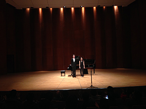 Bows after a performance of Schubert’s Winterreise by Ian Bostridge (tenor) and Saskia Giorgini (piano) in the Grand Hall, Lee Shau Kee Lecture Centre, University of Hong Kong, 26 January 2019