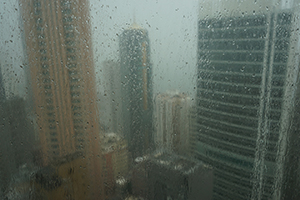 Rain on a window, Sheung Wan, 18 February 2019