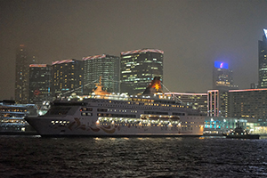 Cruise ship berthed at Ocean Terminal, Tsim Sha Tsui, 21 February 2019