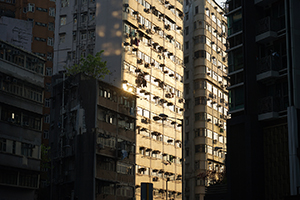 Buildings in afternoon light, King's Road, North Point, 12 March 2019