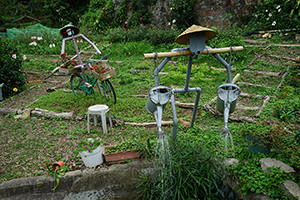 Garden ornaments in the Tai Peng community garden, Lamma Island, 24 March 2019