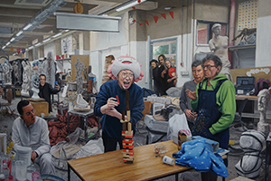 Detail of a painting on display in 'Art Central', Central Harbourfront Event Space, Central, 26 March 2019