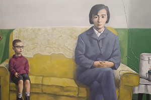 Painting by Zhang Xiaogang on display at Art Basel, Convention and Exhibition Centre, Wanchai, 27 March 2019