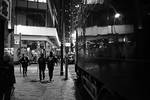 Des Voeux Road West at night, Sheung Wan, 4 March 2019