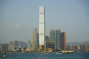 View of West Kowloon with M+ building under construction, 11 March 2019