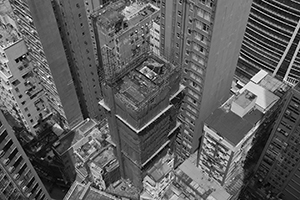 View from a high floor of a building under construction, Sheung Wan, 3 April 2019