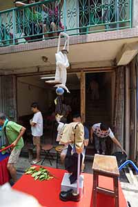 Preparing a float for the parade, Cheung Chau Bun Festival, 12 May 2019