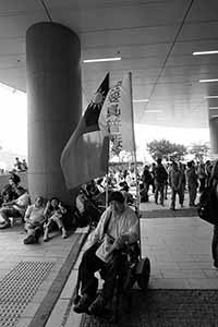 Anti-extradition bill protester, in the area outside the Legislative Council entrance, Admiralty, 4 May 2019