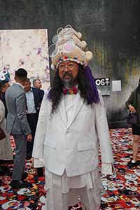 Takashi Murakami at the opening of his exhibition 'MURAKAMI vs MURAKAMI', Tai Kwun, Central, 31 May 2019