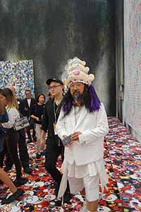 Takashi Murakami at the opening of his exhibition 'MURAKAMI vs MURAKAMI', Tai Kwun, Central, 31 May 2019