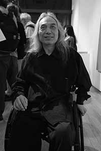 Chinese artist Ma Desheng at the opening of his exhibition, Chancery Lane Gallery, 31 May 2019