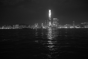 Victoria Harbour, with a view of the International Commerce Centre (ICC) in West Kowloon, 27 May 2019