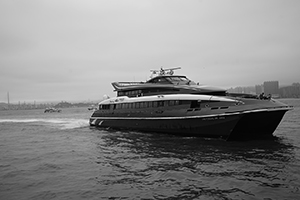 Ferry from Macau approaching the Macau ferry terminal, Sheung Wan, 5 May 2019