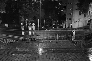 Bonham Road at night in rain, Hong Kong Island, 7 May 2019