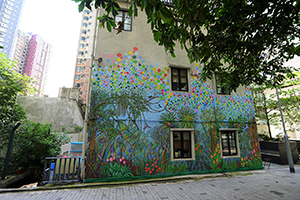 Painting on a wall, Central, Hong Kong Island, 8 June 2019