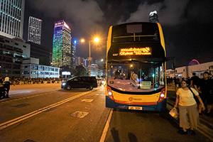 A bus blocked by the street occupation, Lung Wo Road, Admiralty, 16 June 2019