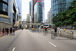 Barricades on Queensway, outside Wanchai Police Headquarters, 21 June 2019