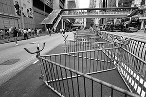 Barricades on Queensway, outside the Wanchai Police Headquarters, 21 June 2019