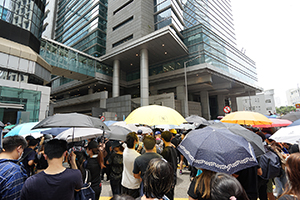 Anti-extradition bill protesters outside the Wanchai Police Headquarters, Arsenal Street, 21 June 2019