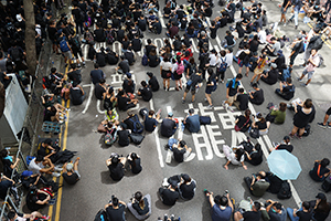 Protesters occupying Arsenal Street, Wanchai, 21 June 2019