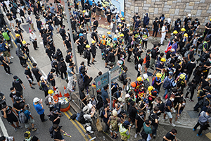 Protesters occupying Harcourt Road, Wanchai, 21 June 2019