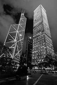 Bank of China Tower and Cheung Kong Center at night, 22 June 2019