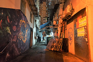 Alley in Sai Ying Pun at night, 25 June 2019