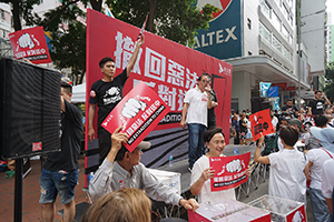 Politician Emily Lau with other members of the Democratic Party in the march protesting against the proposed Extradition Bill, 9 June 2019