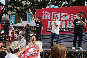 Politician Emily Lau with other members of the Democratic Party in the march protesting against the proposed Extradition Bill, 9 June 2019