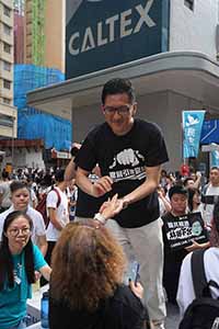 Politician Lam Cheuk-ting at the march protesting against the proposed Extradition Bill, 9 June 2019