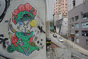 Street art on Ladder Street, Sheung Wan, 30 June 2019