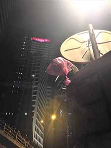 Security camera covered in plastic by protesters, outside the Wanchai Police Headquarters, 21 June 2019