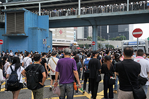 Anti-extradition bill protesters on Rodney Street, Admiralty, 12 June 2019