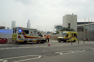 Ambulances on Fenwick Pier Street, Wanchai, 12 June 2019