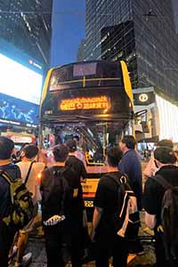 Bus trapped in Central due to road occupations, 12 June 2019