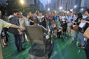 Sculptural portrait of Liu Xiaobo, at the annual June Fourth memorial rally in Victoria Park, 4 June 2019