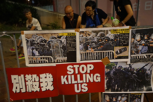 Posters claiming police brutality, Rodney Street, Admiralty, 16 June 2019