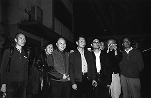 Photographers at the closing party of O.P. Fotogallery, Prince's Terrace, 19 March 2001