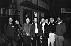 Photographers at the closing party of O.P. Fotogallery, Prince's Terrace, 19 March 2001