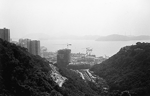 Cyberport under construction, viewed from Pokfulam Road, 24 October 2001