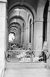 Right of abode hunger strikers outside the Legislative Council Building, Central, 23 March 2002